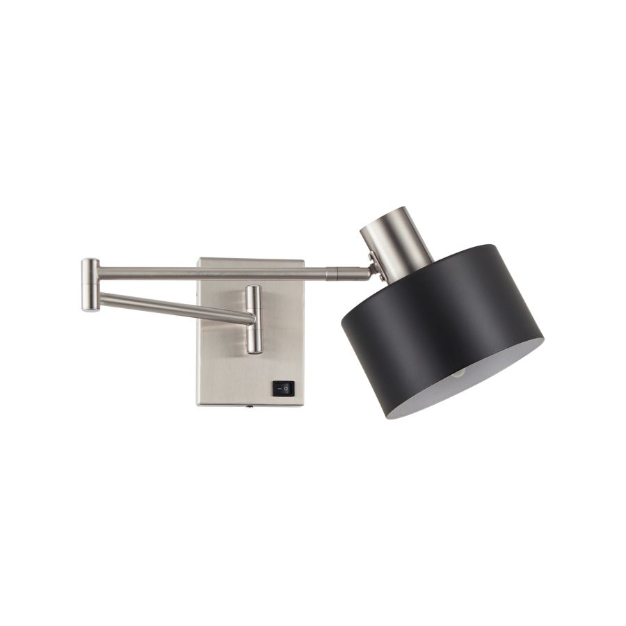 SE21-NM-52-MS1 ADEPT WALL LAMP Nickel Matt Wall lamp with Switcher and Black Metal Shade+ HOMELIGHTING 77-8375