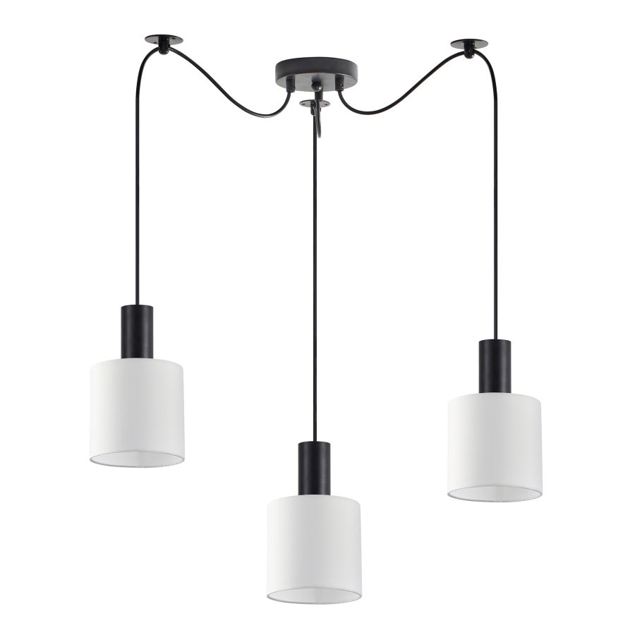 SE21-BL-4-BL3-SH1 ADEPT TUBE Black Pendant White Fabric Shade+ HOMELIGHTING 77-8507