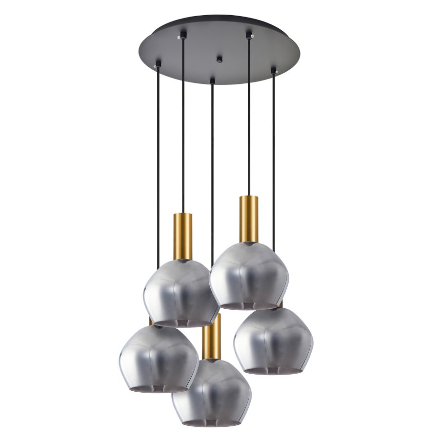 SE21-GM-4-5BL-GL2 ADEPT TUBE Gold Matt Pendant Smoked Glass+ HOMELIGHTING 77-8586