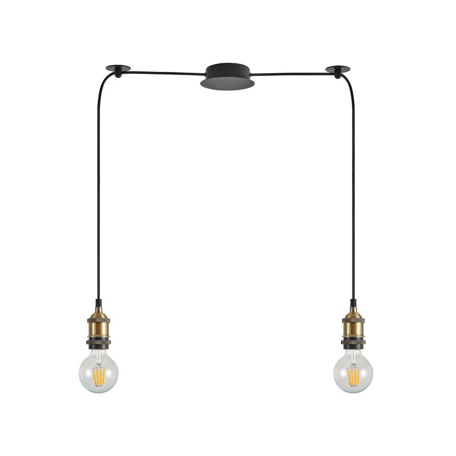 SE21-BR-10-BL2 MAGNUM Bronze Metal Pendant with Black Fabric Cable+ HOMELIGHTING 77-8691