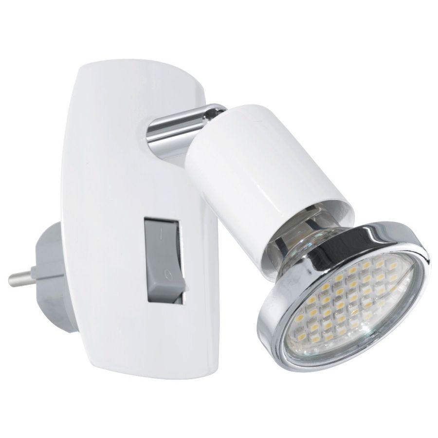 Φωτιστικό Πρίζας με διακόπτη Spot Led 3w Warm White 240lm Λευκό -Χρωμέ Eglo Mini 4 92925