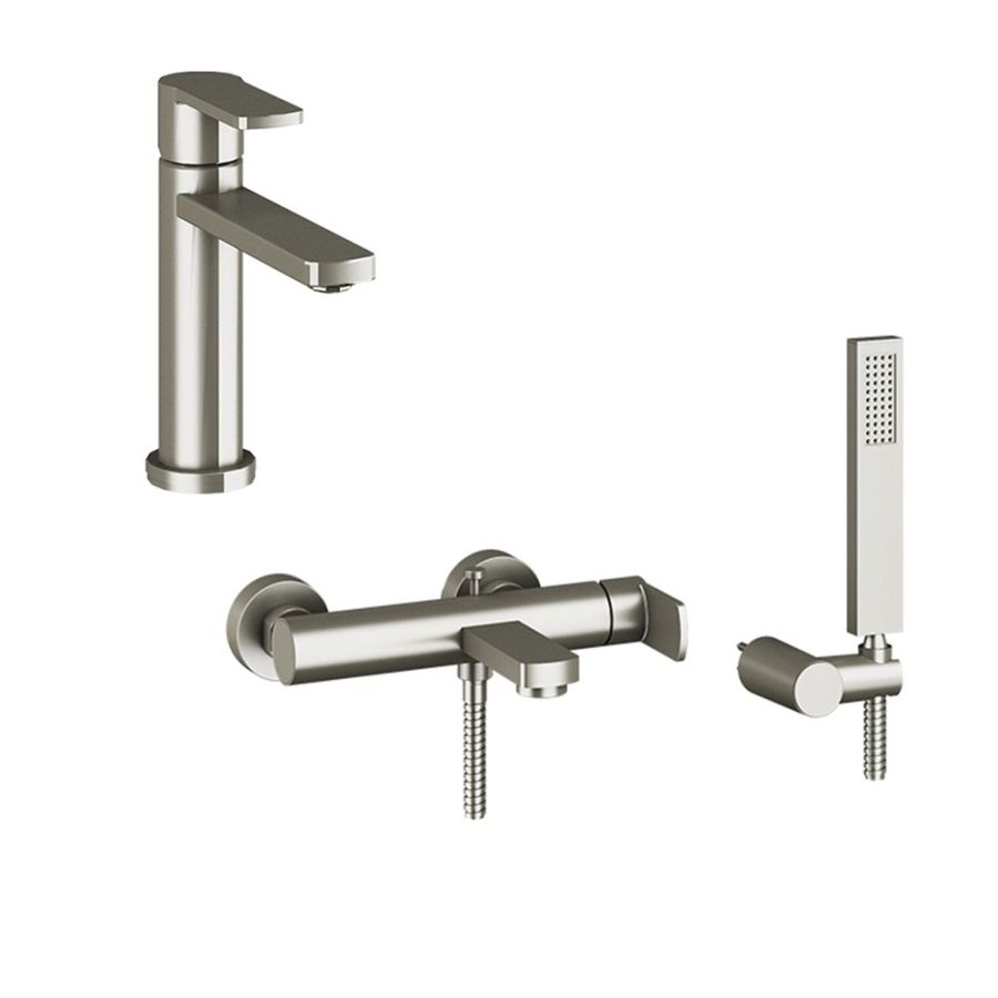  Μπαταρία Νιπτήρος  Χαμηλή & Λουτρού Orabella by Armando Vicario Set Glam brushed nickel 10149