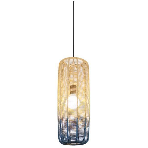 Φωτιστικό Κρεμαστό Ø22xH172cm 1xE27 Rattan Λευκό-Γαλάζιο Eurolamp 144-33029