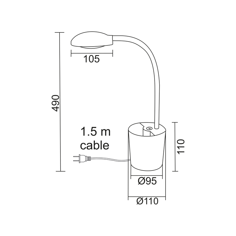 LED Φ/Σ ΓΡΑΦΕΙΟΥ 5W 4000Κ ΜΟΛΥΒΟΘΗΚΗ ΜΠΛΕ 230V Φ11ΧΗ49CM HULLEN ACA 16035LEDBE