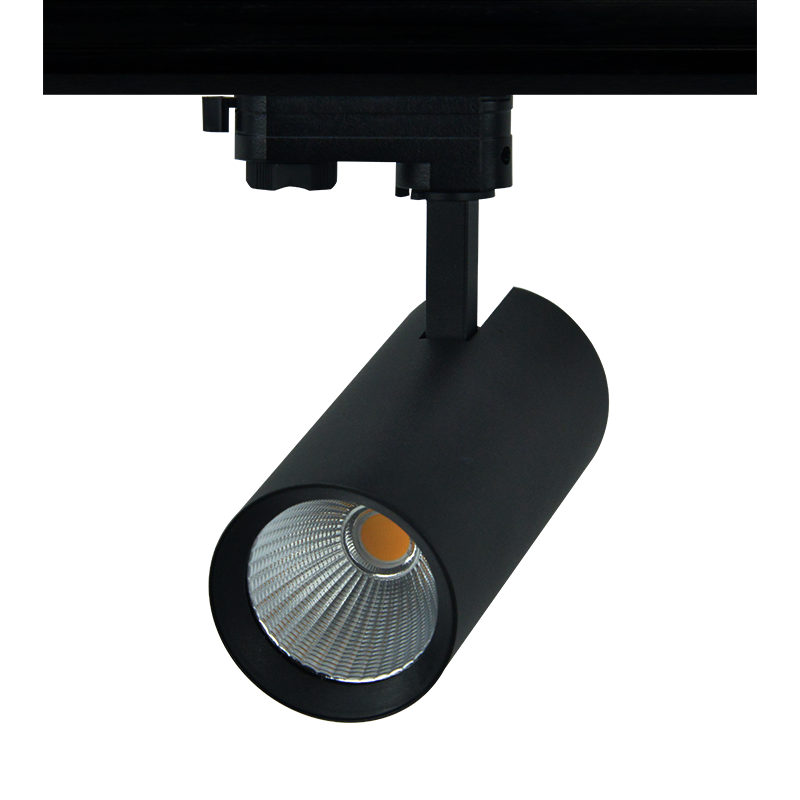 SAND BLACK LED TRACK LUMINAIRE 27W 3000K 3-PHASE 36° 3120LM 230V AC Ra80 Φ74*170MM 5YRS ACA SOLINE2730B4