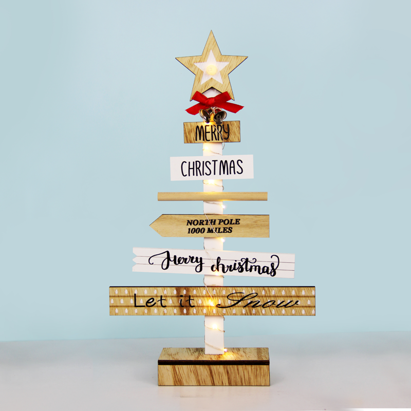 "WOODEN CHRISTMAS TREE" 10 MINI LED WW Λ/ΚΙΑ ΜΠ/ΡΙΕΣ (2AA) IP20 22.5X5X38CM ACA X05121120