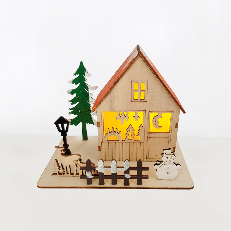 "WOODEN XMAS HOUSE", 1 MINI LED ΛΑΜΠ. ΜΠΑΤ. (3xLR44), WW,IP20, 16X10X13CM ACA X06116243