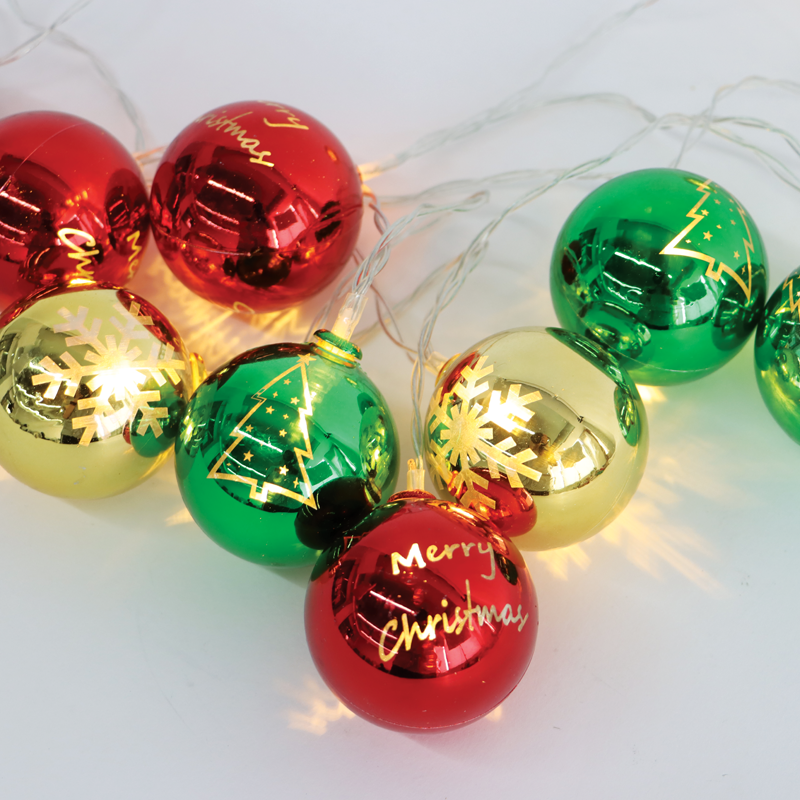 XMAS PLASTIC BALL,10 LED ΛΑΜΠ. ΣΕΙΡΑ,ΜΠΑΤ. (2xAA),WW,IP20,150+30cm ΚΑΛ. ΤΡΟΦ. ACA X07101162