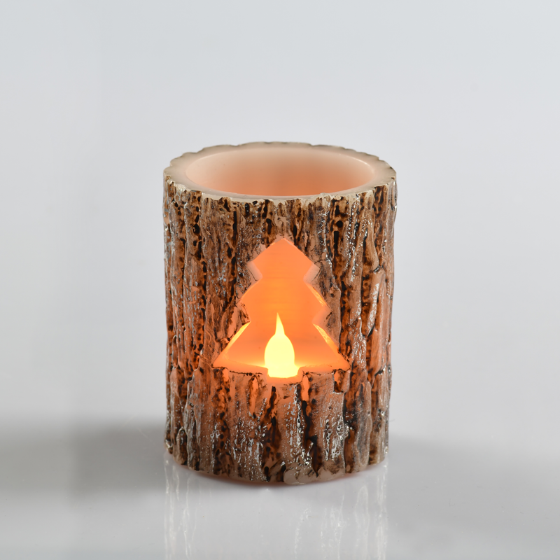 "XMAS TREE WAX CANDLE", 1  LED ΛΑΜΠ. ΜΠΑΤ. (3xAAA), WW,IP20, φ7.5x10cm ACA X0711118