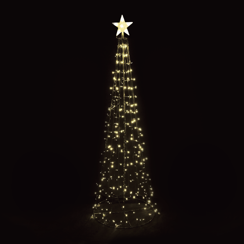 Δέντρο με Αστέρι IP44 Christmas Tree & Star 384 Led Λαμπάκια Σειρά Πράσινο & Θερμό Flash & Σταθερά 22*20*5cm 75*75*230cm 10m Καλώδιο ACA X0838411139