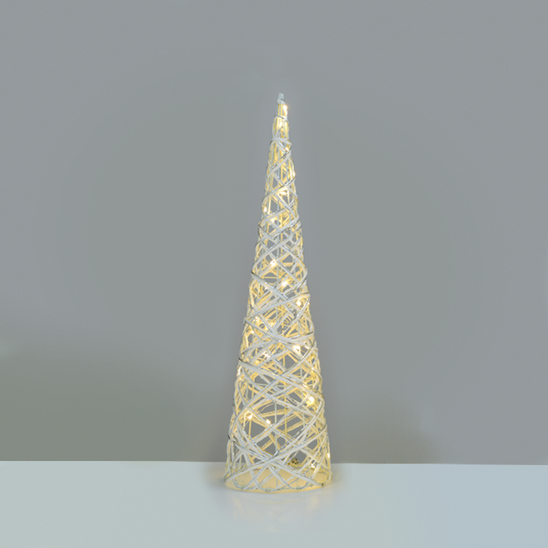 "WHITE & SILVER CONE TREE" 30 MINI WW LED ΛΑΜΠ. ΜΠΑΤ. 3ΧΑΑ,IP20 Φ17X60CM ACA X11301118