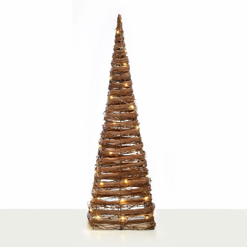 "NATURAL RATTAN CONE TREE" 50 MINI WW LED ΛΑΜΠ. ΜΠΑΤ. 3ΧΑΑ,IP20 Φ27X90CM ACA X11501120