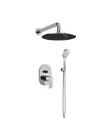 Orabella Glam - Shower set εντοιχισμού με Μπαταρία λουτρού, εντοιχισμού 2 σημείων, κεφαλή Φ250 με βραχίονα και τηλέφωνο ντουζ με σπιράλ και επιτοίχειο στήριγμα 10296