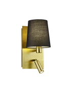 Φωτιστικό Τοίχου 14xH30cm Υφασμάτινο Μαύρο Αμπαζούρ & Σποτ Διαβάσματος Χρυσαφί Trio Lighting Marriot 271470279