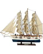 Ξύλινο Καράβι Ιστιοφόρο Cutty Sark 120x19xH97cm,Χρώμα Λευκό -Μπλε 31119