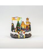 Χριστουγεννιάτικη Αυλή με Χορωδία, 23,5x20,5xY24,5cm, Μουσική-Κίνηση, 12 Led, Μετασχηματιστή, Eurolamp 600-45616 