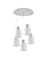 SE21-NM-4-5NM-SH1 ADEPT TUBE Nickel Matt Pendant White Fabric Shade+ HOMELIGHTING 77-8419