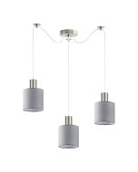 SE21-NM-4-NM3-SH2 ADEPT TUBE Nickel Matt Pendant Grey Fabric Shade+ HOMELIGHTING 77-8423