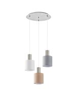 SE21-NM-4-3BL-SH123 ADEPT FLEX Nickel Matt Pendant White, Grey, Brown Fabric Shade+ HOMELIGHTING 77-8930