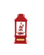 "PLASTIC SNOWY MUSIC SANTA LANTERN", 2 MINI LED ΛΑΜΠΑΚ. WW, ΜΠΑΤ. (3ΑA),IP20, 10Χ10Χ20CM ACA X0721106B