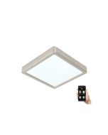 Πλαφονιέρα Οροφής Nickel Satine IP44 21,5cm LED 16,5w 2250lm 2700-6500K Remote-App Eglo Fueva-Z 900115