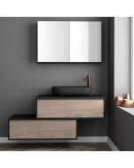 Orabella Drawer asymmetrical 100 - Κρεμαστό Έπιπλο Μπάνιου με λευκή ματ επικάλυψη και βάση με συρτάρια από μελαμίνη δικής σας επιλογής (χωρίς καθρέπτη και νιπτήρα) F70216-70216