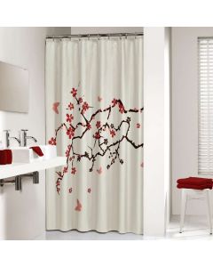 Κουρτίνα Μπάνιου Υφασμάτινη L180xH200 Sealskin Blossom Red 233451359