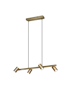 Κρεμαστό Retro Old Brass Φωτιστικό Ράγα 80xH150cm 4xGU10 Trio Lighting Marley 302400404