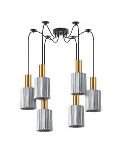 SE21-GM-4-BL6-GL1 ADEPT TUBE Gold Matt Pendant Smoked Glass+ HOMELIGHTING 77-8575