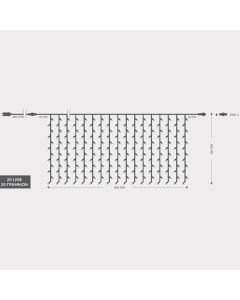 ΚΟΥΡΤΙΝΑ, 240 LED 3mm, 31V, ΕΠΕΚΤΑΣΗ ΩΣ 3, ΜΕ ΜΕΤΑΣΧΗΜΑΤΙΣΤΗ, ΠΡΟΕΚΤΑΣΗ ΠΑΡΟΧΗΣ 300cm, ΔΙΑΦΑΝΟ ΚΑΛΩΔΙΟ, ΛΕΥΚΟ LED, 200x100cm,ΙΡ44 Eurolamp 600-11362