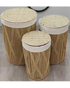 Σετ 3 Καλάθια με Καπάκι Bamboo Φυσικό Χρώμα 40x54cm,34x48cm,28x42cm Etoile AB-020