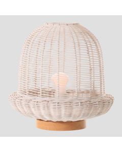 ARTE ILLUMINA ΠΟΡΤΑΤΙΦ E27 ΒΑΣΗ ΞΥΛΟ & RATTAN Φ29X30 ΛΕΥΚΟ Eurolamp 144-78001