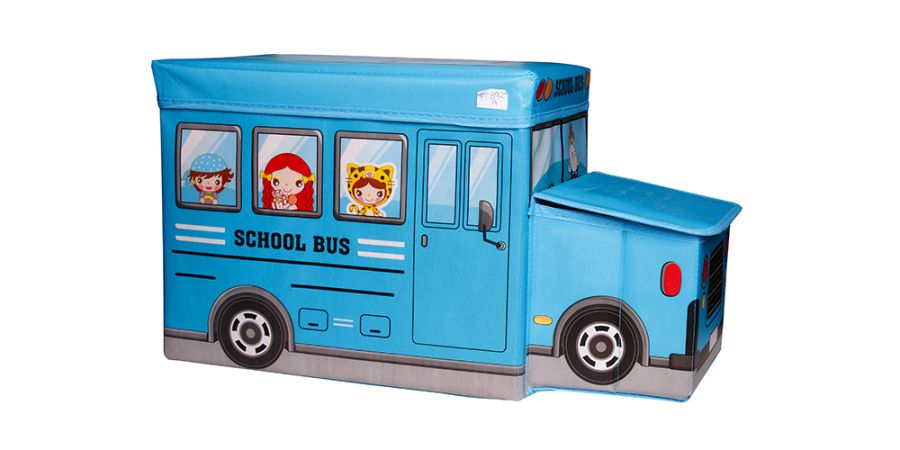 Κουτί Παιχνιδιών 57x27x31cm School Bus σε Μπλε, Κίτρινο, Ροζ Etoile PT-892