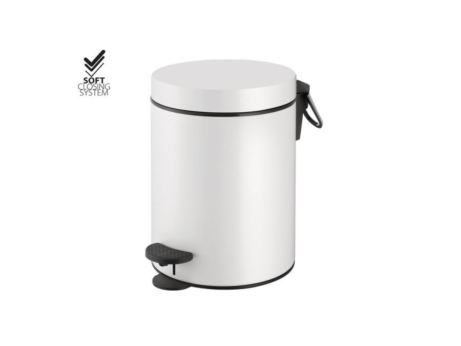 Χαρτοδοχείο 5lt  Χρώμα White Mat Soft Closιng Sanco Waste Bins 90680-M101