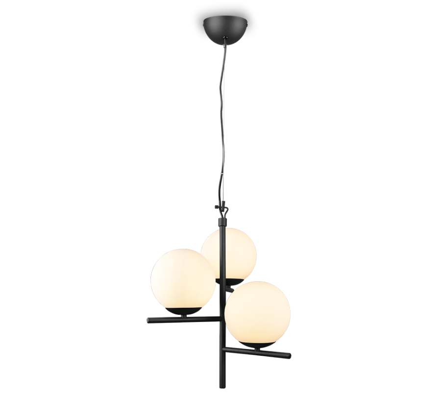 Φωτιστικό Κρεμαστό Τρίφωτο 3xE14 Ø40cm  Black Matt Trio Lighting Pure 302000332