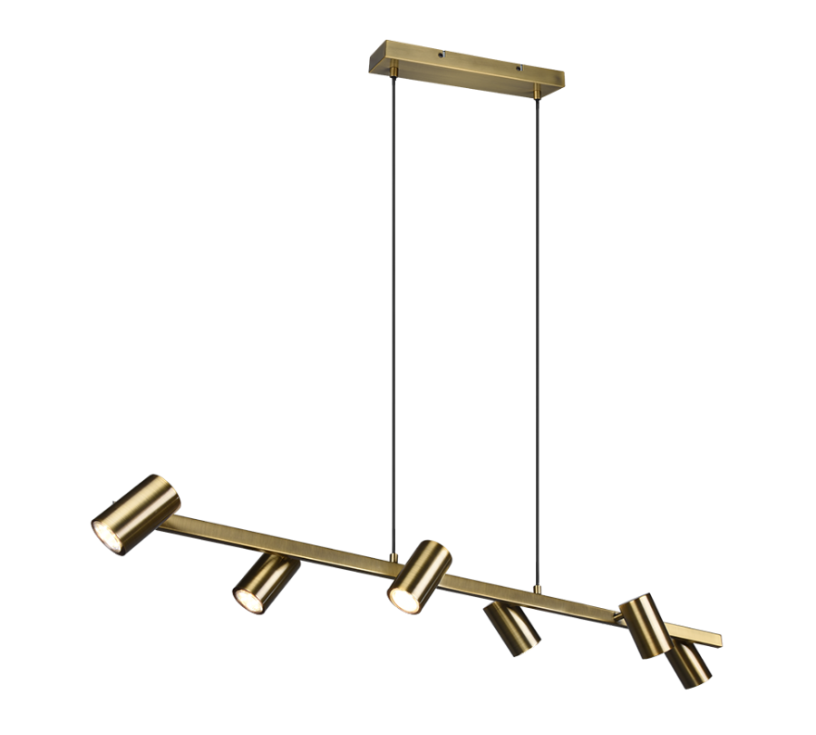 Κρεμαστό Φωτιστικό Ράγα 115xH150cm Old Brass 6xGU10 Trio Lighting  Marley 302400604