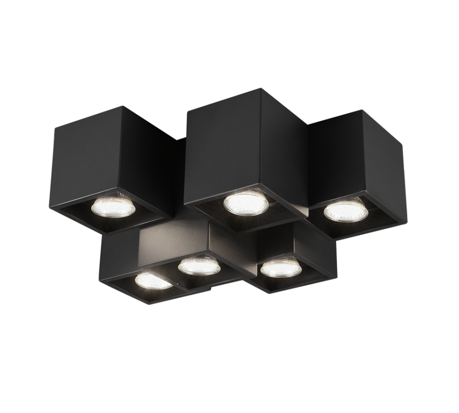 Σποτ Εξάφωτο 6xGU10 Μαύρο Χρώμα Trio Lighting Fernando 604900632