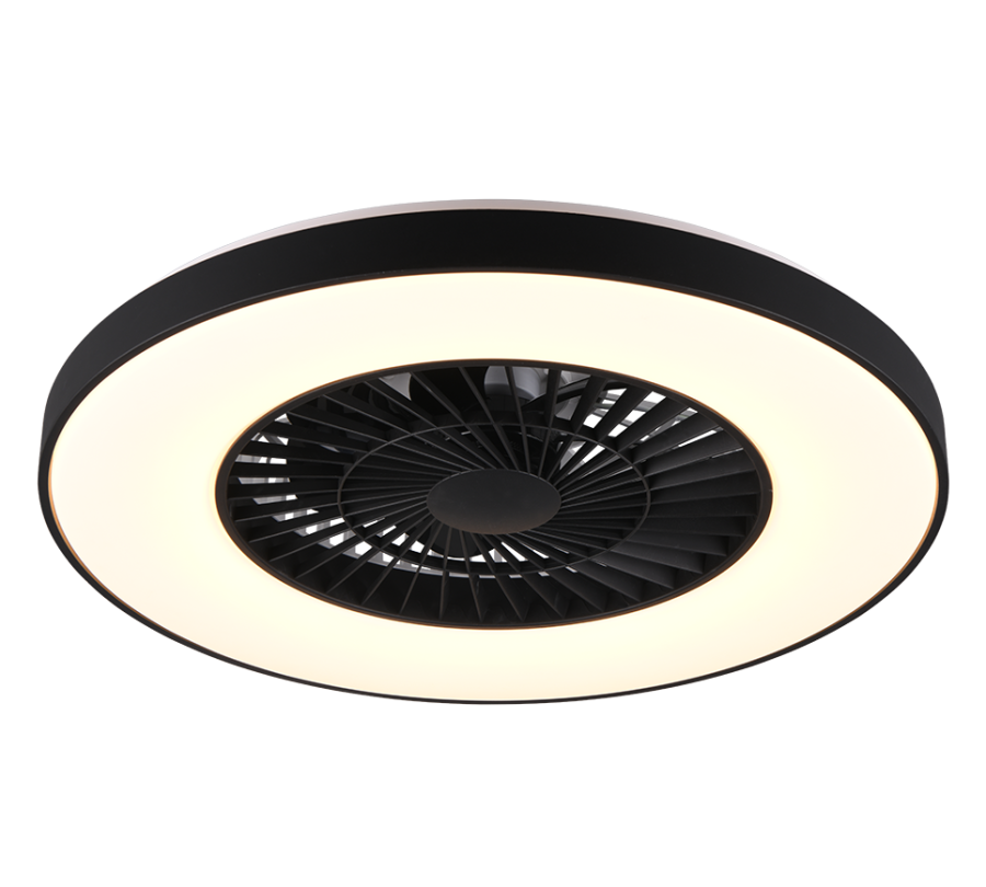 Ανεμιστήρας Οροφής Ø59cm Φωτισμός Led 39,6w 3000-6500K 3900lm Black Mat Trio Lighting Halmstadt R62672132