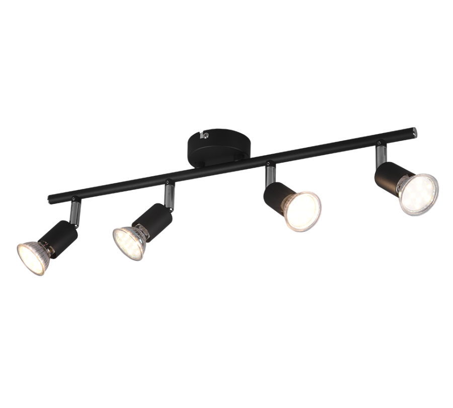  Σποτ Τετράφωτη Ράγα L50cm 4xGU10 σε Μαύρο Χρώμα Trio Lighting Paris R80914032