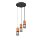 Κρεμαστό Φωτιστικό Ροζέτα 28xH150cm Τρίφωτο 3xE27 Μαύρο-Καφέ Trio Lighting Tosh 304330332