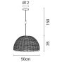 Φωτιστικό Κρεμαστό Ø50xH185cm 1xE27 Ράταν Μαύρο Eurolamp 144-33024