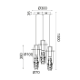 ΚΡΕΜΑΣΤΟ LED 3X3W 3000K ΓΥΑΛ+ΧΡΩΜ ΜΕΤΑΛ+ΚΡΥΣΤΑΛ Φ30ΧΗ100CM VANI ACA VANI309LEDP