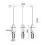 ΚΡΕΜΑΣΤΟ LED 3X3W 3000K ΓΥΑΛ+ΧΡΩΜ ΜΕΤΑΛ+ΚΡΥΣΤΑΛ 65Χ7ΧΗ100CM VANI ACA VANI659LEDP